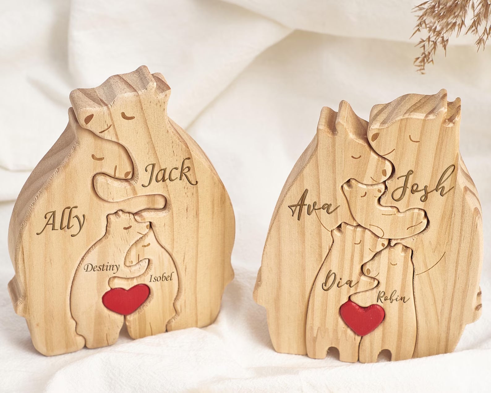 Personalized Wooden Bear Family Name Puzzle