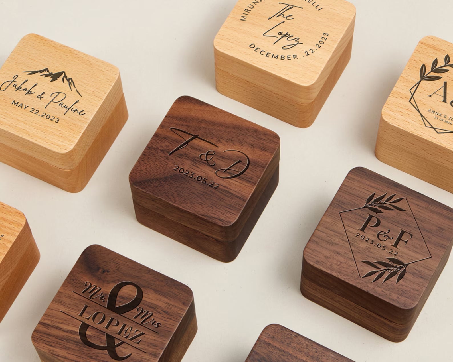 Personalized Wooden Ring Box with Custom Engraving