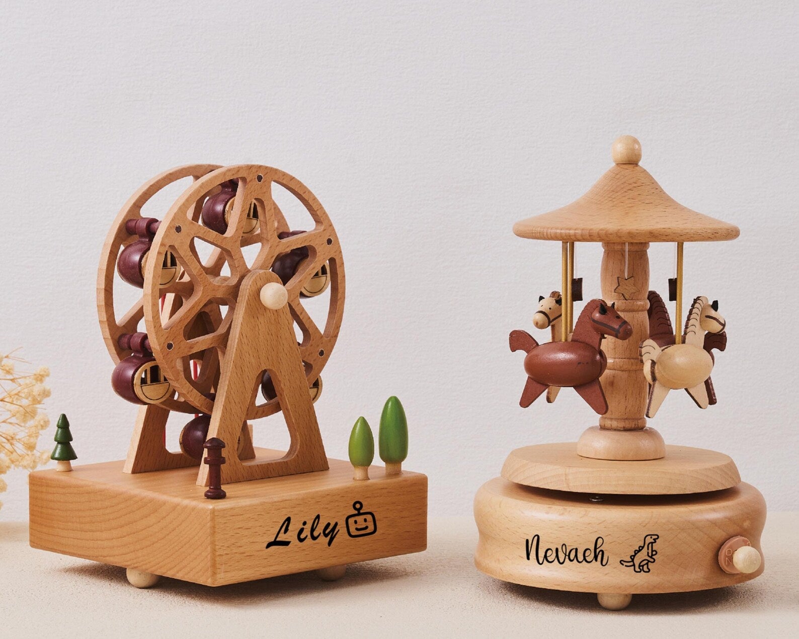 Personalized Wooden Music Box with Custom Name Engraving