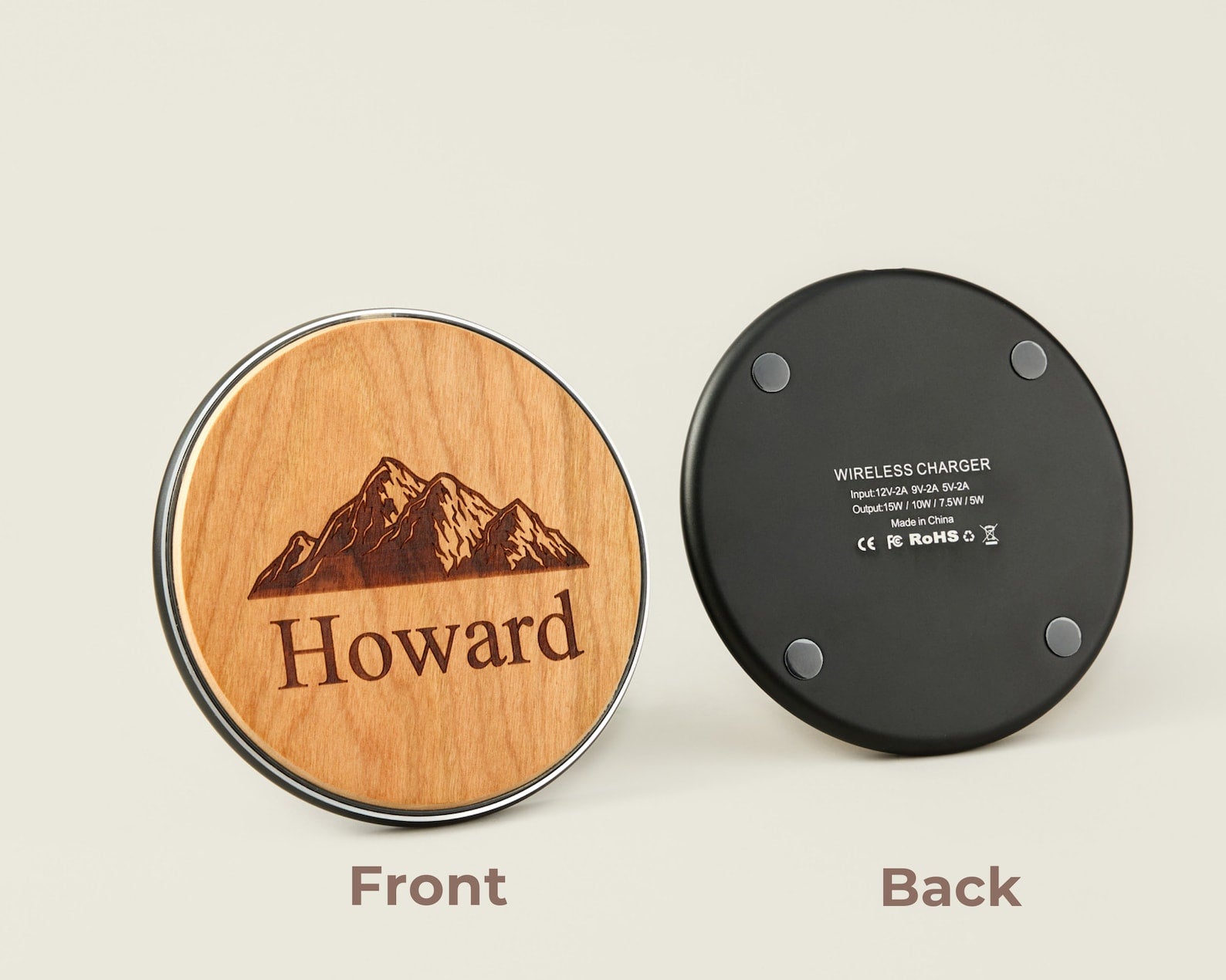 Personalized Wooden Wireless Charger with Custom Name Engraving