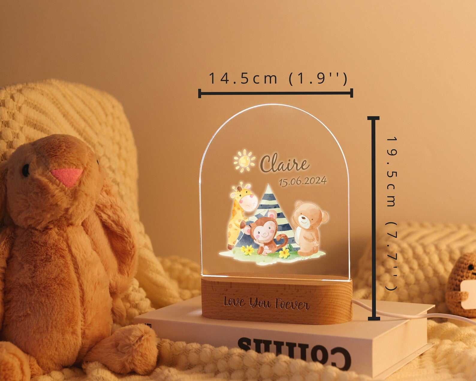 Personalized LED Night Light with Custom Name and Date