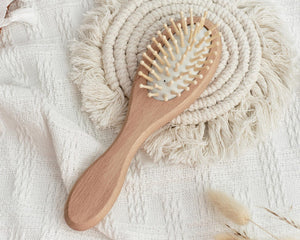 Personalized Wooden Baby Hairbrush Set with Name Engraving