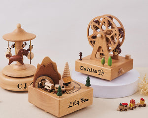 Personalized Wooden Music Box with Custom Name Engraving