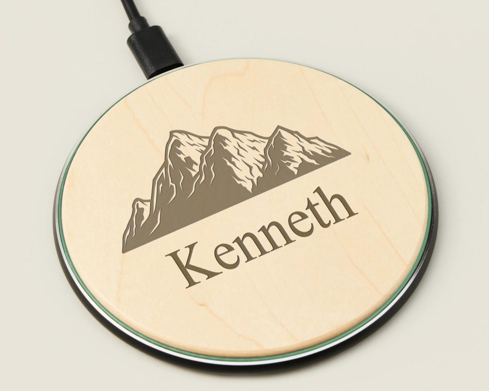 Personalized Wooden Wireless Charger with Custom Name Engraving