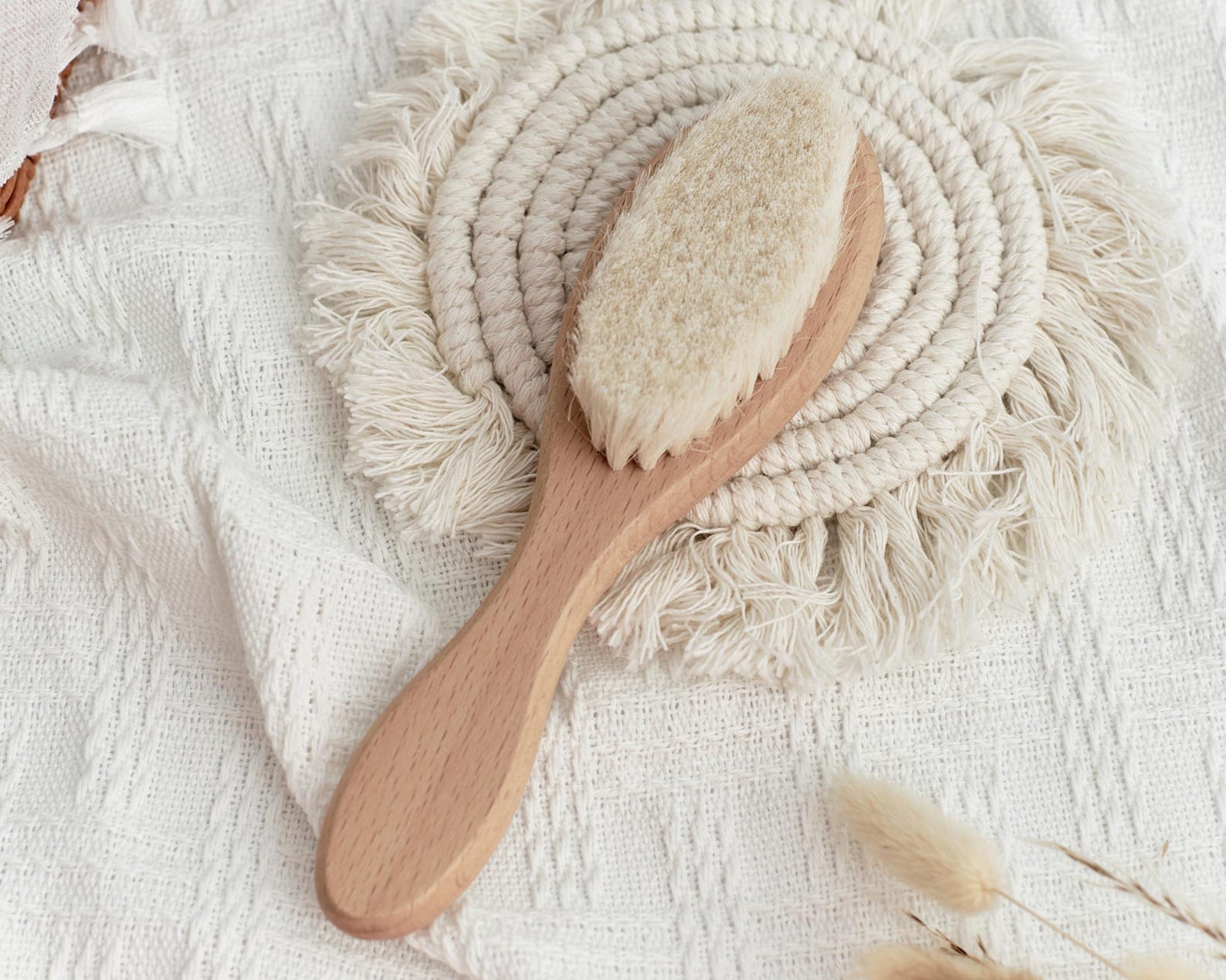 Personalized Wooden Baby Hairbrush Set with Name Engraving