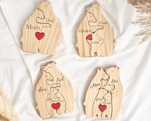 Personalized Wooden Bear Family Name Puzzle