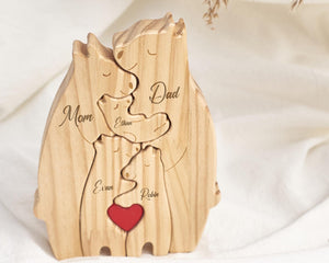 Personalized Wooden Bear Family Name Puzzle