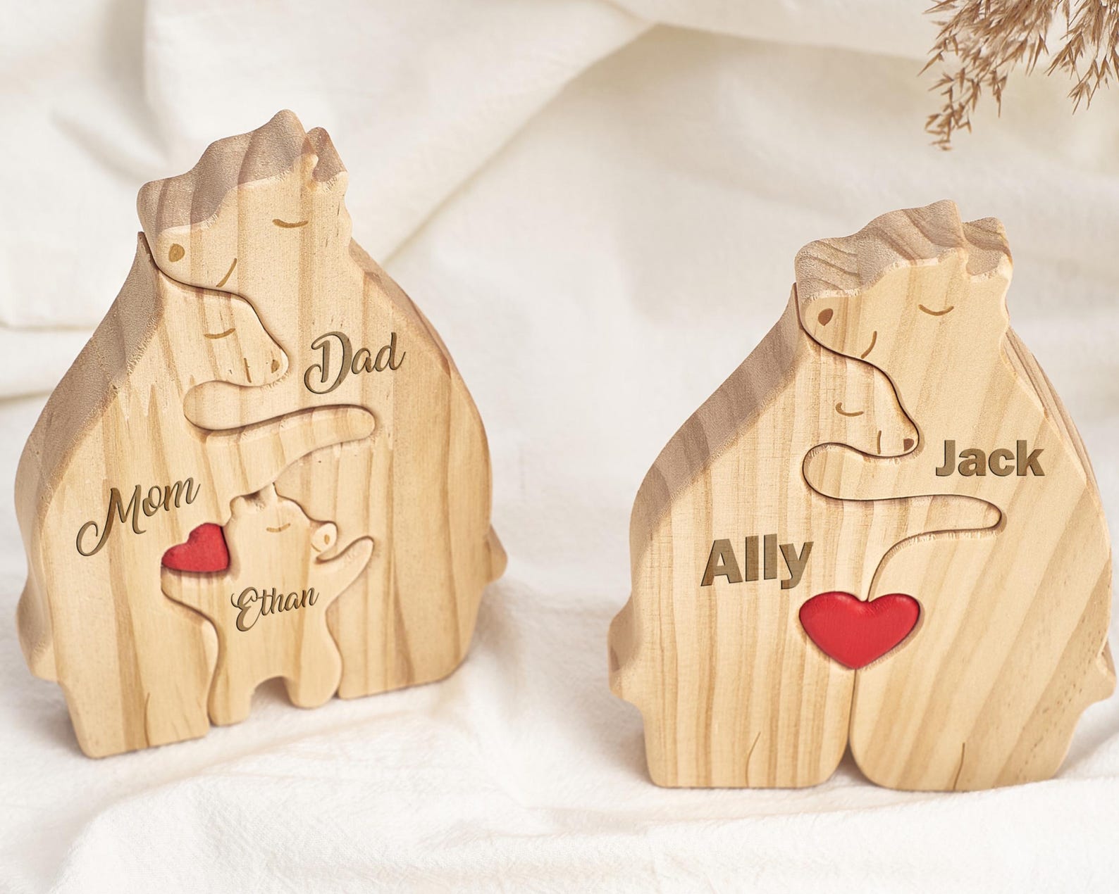 Personalized Wooden Bear Family Name Puzzle
