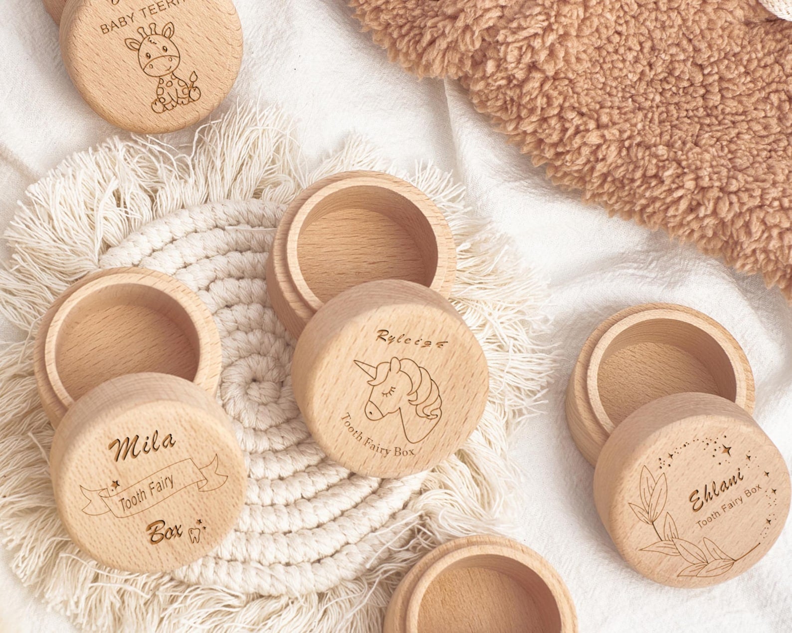 Personalized Wooden Tooth Fairy Box with Custom Name Engraving