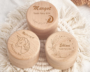Personalized Wooden Tooth Fairy Box with Custom Name Engraving