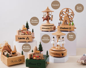Personalized Wooden Music Box with Custom Name Engraving