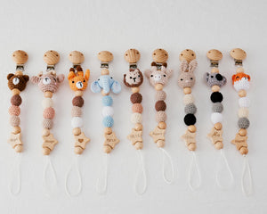 Personalized Pacifier Clip with Crochet Animals | Custom Baby Gift