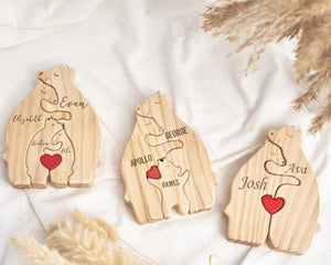 Personalized Wooden Bear Family Name Puzzle
