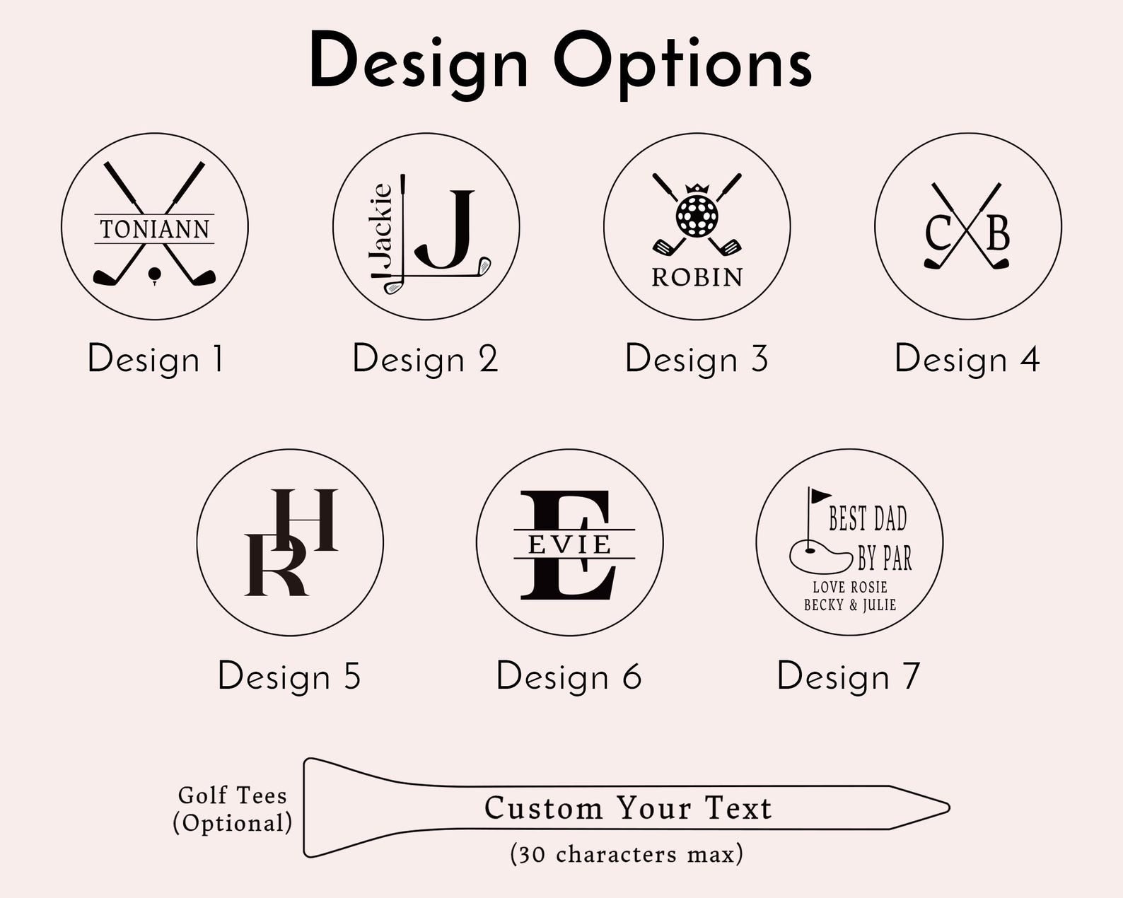 Personalized Golf Bag Tag for Dad | Custom Engraved Leather Tee Holder | Father's Day Golf Gift