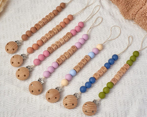 Personalized Pacifier Clip and Baby Rattle Set | Custom Monogram Gift