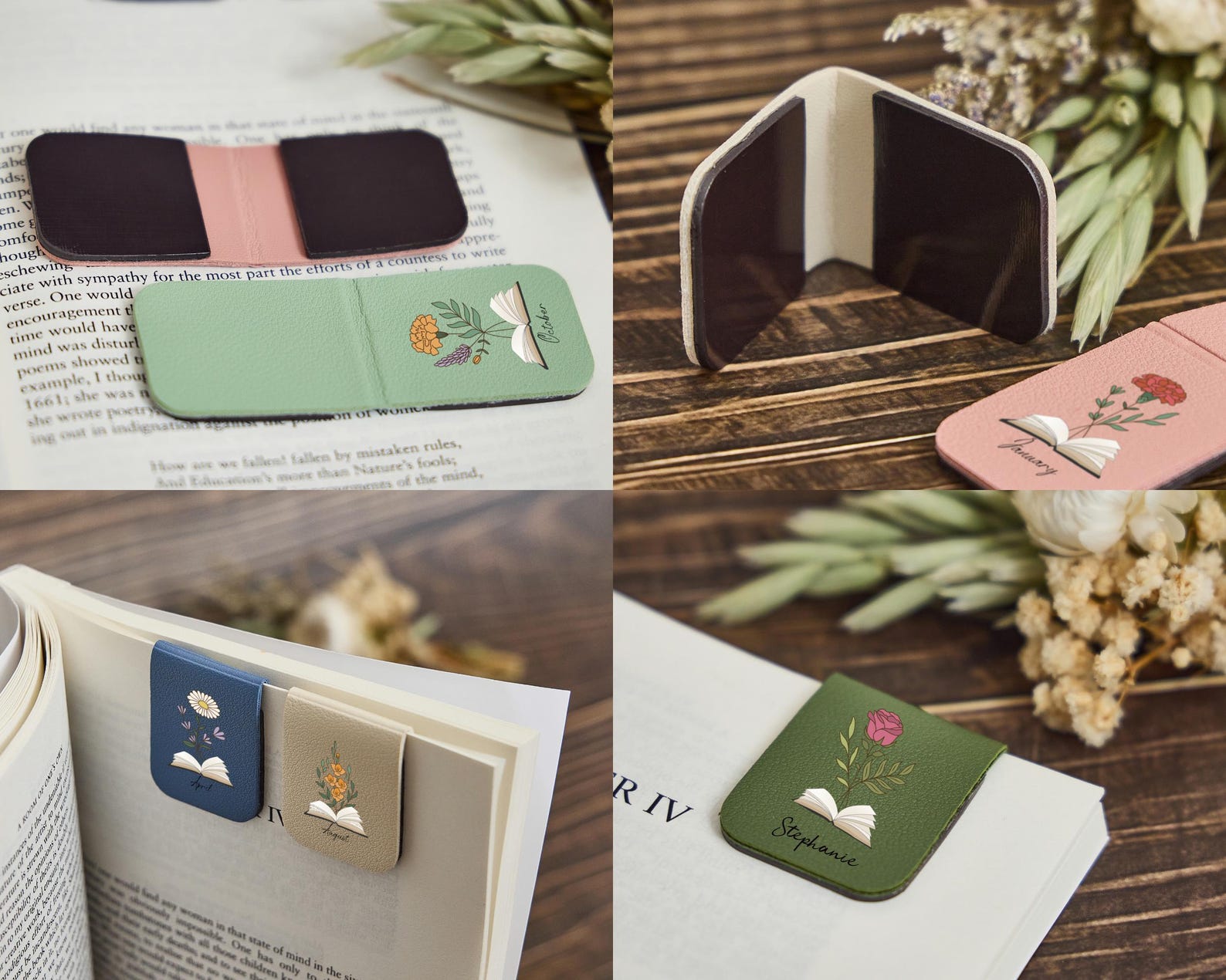 Personalized Birth Flower Magnetic Bookmark | Book Lover Gift for Her