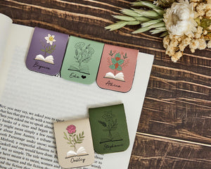 Personalized Birth Flower Magnetic Bookmark | Book Lover Gift for Her