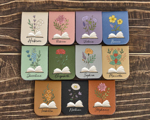 Personalized Birth Flower Magnetic Bookmark | Book Lover Gift for Her